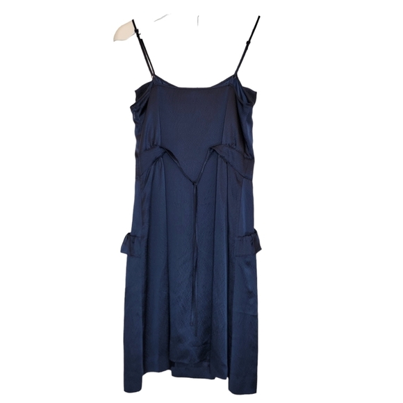 MARC BY MARC JACOBS Pollyanna Silk Dress Navy Blue Sz 4 Ruffle‎ A Line Y2K Party - Picture 10 of 16